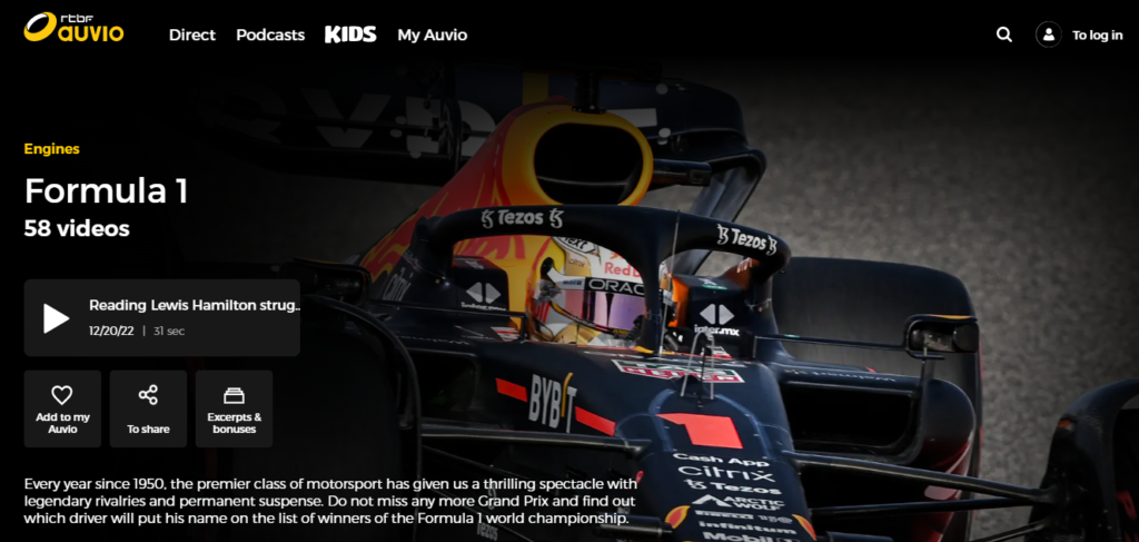 Watch Formula 1 for Free on RTBF