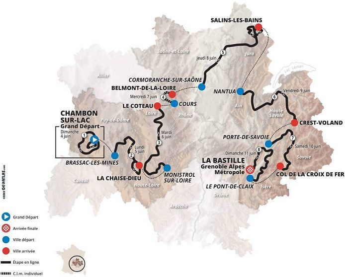 Route and Stages of Criterium du Dauphine